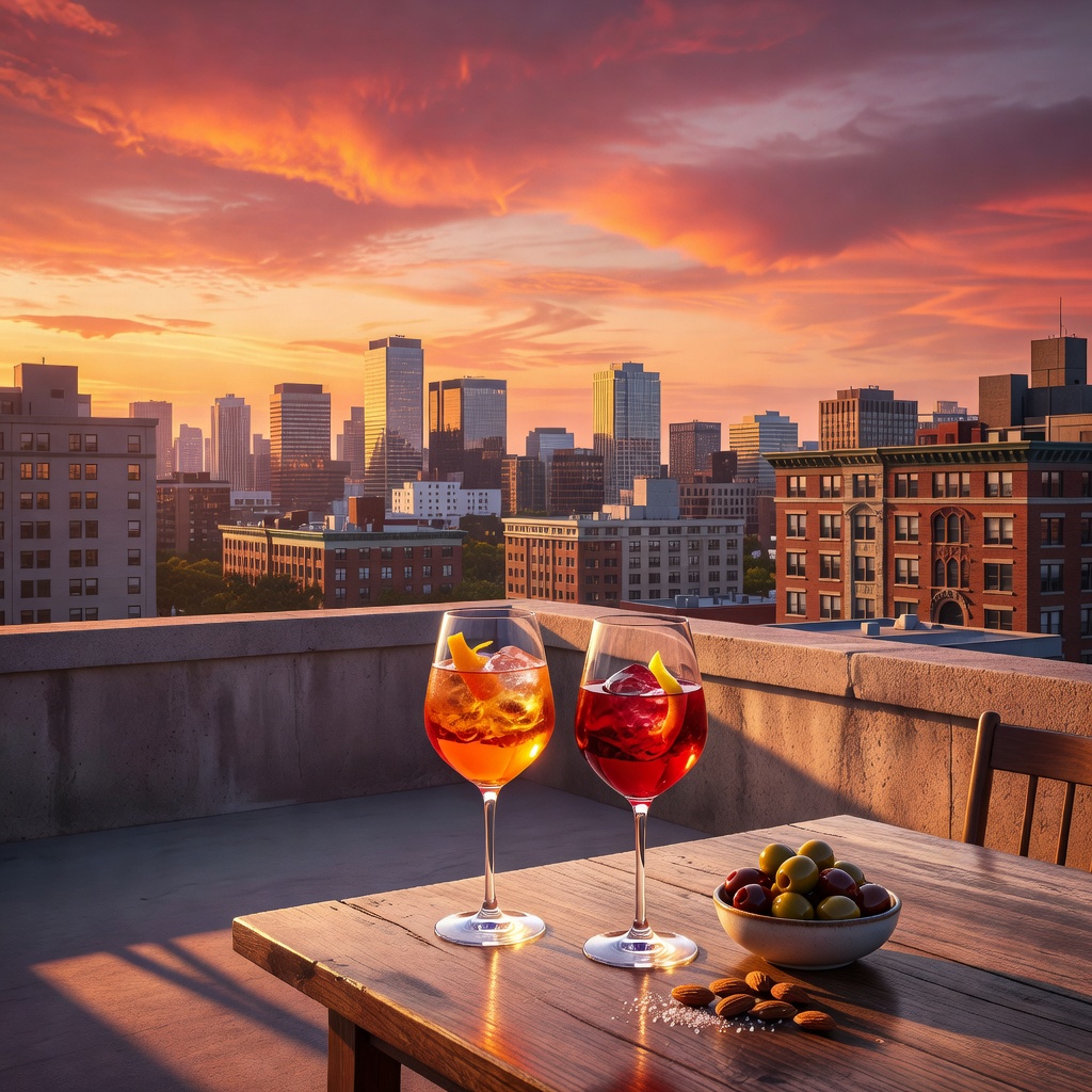 Rooftop Cocktail at Sunset
